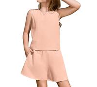 Arshiner filles ensemble de vêtements d’été mode débardeur de couleur unie et Shorts ensembles de vêtements pour enfants rose 130 7-8 ans