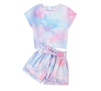 Arshiner Filles Ensembles de Vêtements été Enfants T-shirt et Short Set Loisirs Mode Ensembles pour Fille 13-14 ans