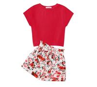 Arshiner Filles Ensembles de Vêtements été Enfants T-shirt et Short Set Loisirs Mode Ensembles pour Fille 6-7 ans