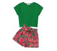 Arshiner Filles Ensembles de Vêtements été Enfants T-shirt et Short Set Loisirs Mode Ensembles pour Fille 8-9 ans