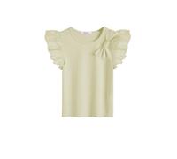 Arshiner Filles T-Shirts Nœud Papillon Coton Courtes Manches Enfants Tops Été Mode Loisirs T Chemise pour Les Fille 6-7 Ans Marron Clair