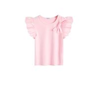 Arshiner Filles T-Shirts Nœud Papillon Coton Courtes Manches Enfants Tops Été Mode Loisirs T Chemise pour Les Filles 12-13 Ans Rose