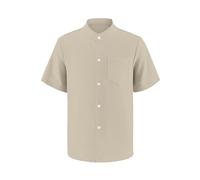 Arshiner Garçons Manches Courtes Chemise Button Down Casual Enfants T-Shirt uni Haut avec Poche Poitrine Kaki foncé 10-11 Ans