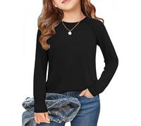 Arshiner Hauts Thermiques Filles Manches Longues Noir Basic Intérieur Polaire T-Shirt Thermo Elastique Hauts Garçons Loisirs Top Slim Fit Shirt Enfants Sweatshirt Halloween Vêtements 11-12 Ans