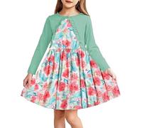 Arshiner Robes Filles Boléro Enfants Robe sans Manches avec Gilet Set Coton Robe de fête Loisirs pour Petites Filles 5-6 Ans