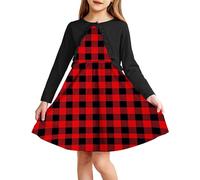 Arshiner Robes Filles Boléro Enfants Robe sans Manches avec Gilet Set Coton Robe de fête Loisirs pour Petites Filles 5-6 Ans