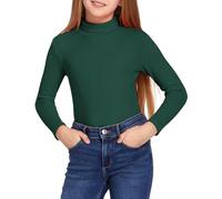 Arshiner sous-Pull Fille Manches Longues Col Roulé - Haut Côtelé Extensible pour École, Hiver Automne, Maillot Thermique Doux Léger, Couches de Base 4-13 Ans