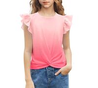 Arshiner T-Shirts Filles Manches Volantes Loisirs été T-Shirts Enfants Mode col Rond Coton Basique Manches Courtes T-Shirt Fille Tie Dye 1 150