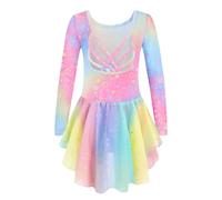Arshiner Vêtements de Ballet Robes de Ballet pour Filles Costume de Ballet en Coton pour Enfants Robe de Danse Arc-en-Ciel Corps de Danse avec Robe de Ballerine Tutu 2-3 Ans