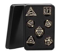 Arsor Ensembles de Dés Polyédriques, 7PCS Dice Tray Play RPG Hollow Dice Metal Dice Rolling Tray Holder for Dungeons and Dragons Gifts, DND, pour Shadowrun, pour Pathfinder, pour Savage World