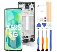 ARSSLY Écran pour Samsung Galaxy A52s 5G SM-A528B SM-A528B/DS LCD Display Touch Digitizer Glass Assembly de rechange avec outils (noir avec cadre)