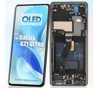 ARSSLY OLED pour Samsung S21 Ultra 5G LCD Écran pour Galaxy S21 Ultra 5G SM-G998B SM-G998U LCD Touch Screen Digitizer Remplacement Assembly Réparation Kit (Noir avec Cadre, Support Empreintes