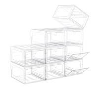 ARSTPEOE 9 Packs de rangement de chaussures, Boîtes à chaussures en plastique transparent empilables, Rangement de chaussures, Rangement de chaussures pour placard, Présentoir de chaussures, Blanc