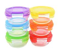 ARSUK Boîtes Alimentaires en Verre pour Bébé avec Couvercles (200ml, 6PCS) - Set de Bols en Verre Compatible Four - Contenants de Conservation Hermétiques pour Meal Prep et Lunch