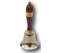 ARSUK Cloche à Main pour Adultes, dernière Commande en Bois pour l'école, Le père Noël, Le dîner, la fête de Noël et Les Personnes âgées 23,8 x 10,7 x 10,5 cm, 510 g (Laiton de 4")