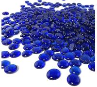ARSUK - Galets de Verre Bleu 455 g 70-80 pcs Ø17-20 mm - Pierres Décoratives, Cailloux Plat, Perles de Verre, Gravier Aquarium, Remplissage Vase, Mariage, Art Floral, Mosaïque, DIY Décoration Maison