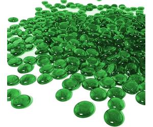ARSUK Lot de 100 galets décoratifs plats en verre - Mosaïque - Pour vase - Pierres florales - Décoration d'aquarium - 100 galets verts (0,5 kg)