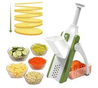 ARSUK Mandoline de Cuisine Sécurisée avec Bac de Récupération - 4 Modes de Coupe, Réglage d’Épaisseur 1-8 mm, Lames en Acier Inoxydable, Base Antidérapante - Coupe-Légumes Multifonction