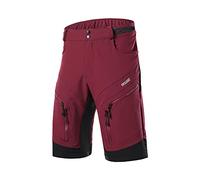 ARSUXEO Cuissard de Cyclisme Hommes Short MTB sans Rembourrage Short de vélo de Montagne Résistant à l'eau 1903 Rouge L