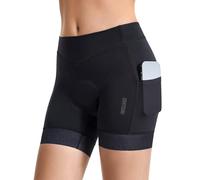ARSUXEO Cyclisme Shorts Femmes Pantalons rembourrés Femmes MTB Collants Violet Accessoires Vélo avec Poches 579 Noir M
