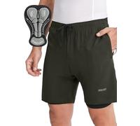 ARSUXEO Pantalons de Cyclisme Hommes Coupe Ample rembourrée Short VTT 2506 Vert armée L