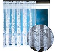 Arsvita Rideau Jacquard à Bande Universelle en Dentelle - Rideau en B300 x H145 cm (Thekla Large Flower) Voilage avec Motif Floral