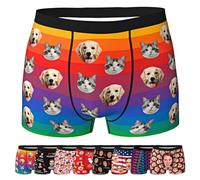 ARSWENGER Boxers Personnalisés pour Hommes avec Visages, Caleçon Drôle Personnalisé Avatar, sous-vêtements pour Le Visage du Mari et de la Femme Cadeau de Saint-Valentin(Style 110)