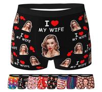 ARSWENGER Boxers Personnalisés pour Hommes avec Visages, Caleçon Drôle Personnalisé Avatar, sous-vêtements pour Le Visage du Mari et de la Femme Cadeau de Saint-Valentin(Style 58)