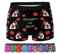 ARSWENGER Boxers Personnalisés pour Hommes avec Visages, Caleçon Drôle Personnalisé Avatar, sous-vêtements pour Le Visage du Mari et de la Femme Cadeau de Saint-Valentin(Style 2)