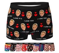 ARSWENGER Boxers Personnalisés pour Hommes avec Visages, Caleçon Drôle Personnalisé Avatar, sous-vêtements pour Le Visage du Mari et de la Femme Cadeau de Saint-Valentin(Style 79)