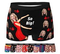 ARSWENGER Boxers Personnalisés pour Hommes avec Visages, Caleçon Drôle Personnalisé Avatar, sous-vêtements pour Le Visage du Mari et de la Femme Cadeau de Saint-Valentin(Style 112)
