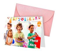 ARSWENGER Cartes de Vœux Personnalisées avec Enveloppe, Carte de Remerciement avec Texte Photo, Postales Uniques pour Anniversaire, Mariage, Halloween, Noël, Fête des Mères, Fêtes (Rose)
