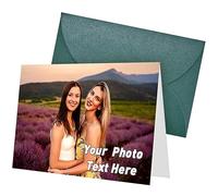 ARSWENGER Cartes de Vœux Personnalisées avec Enveloppe, Carte de Remerciement avec Texte Photo, Postales Uniques pour Anniversaire, Mariage, Halloween, Noël, Fête des Mères, Fêtes (Vert)