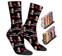 ARSWENGER Chaussettes Personnalisées Avec Texte Photo, Chaussette Personnalisée Pour Image de Visage, Chaussettes Personnalisées Pour Amoureux Des Chiens Pour la Famille (A5)