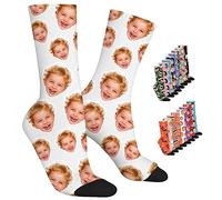 ARSWENGER Chaussettes Personnalisées Avec Texte Photo, Chaussette Personnalisée Pour Image de Visage, Chaussettes Personnalisées Pour Amoureux Des Chiens Pour la Famille(White)