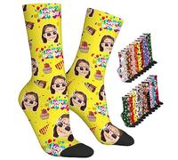ARSWENGER Chaussettes Personnalisées Avec Texte Photo, Chaussette Personnalisée Pour Image de Visage, Chaussettes Personnalisées Pour Amoureux Des Chiens Pour la Famille(C5)