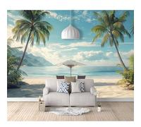 Art 3D Mural Self-adhesive Wallpaper Beach, sea, coconut palms, landscape for relaxation 100x70cm Wall Murals Large Decor Paintings Living Room Tv Bar Ktv Backdrop Bedroom Stickers