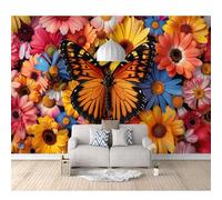 Art 3D Mural Self-adhesive Wallpaper Butterflies and flowers 100x70cm Wall Murals Large Decor Paintings Living Room Tv Bar Ktv Backdrop Bedroom Stickers