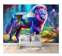 Art 3D Mural Self-adhesive Wallpaper Colorful lion animals 100x70cm Wall Murals Large Decor Paintings Living Room Tv Bar Ktv Backdrop Bedroom Stickers