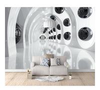Art 3D Mural Self-adhesive Wallpaper Modern white-black tunnel optical illusion 100x70cm Wall Murals Large Decor Paintings Living Room Tv Bar Ktv Backdrop Bedroom Stickers
