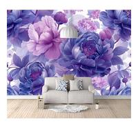 Art 3D Mural Self-adhesive Wallpaper Purple peony flowers 100x70cm Wall Murals Large Decor Paintings Living Room Tv Bar Ktv Backdrop Bedroom Stickers
