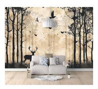 Art 3D Mural Self-adhesive Wallpaper Retro minimalist jungle trees deer 100x70cm Wall Murals Large Decor Paintings Living Room Tv Bar Ktv Backdrop Bedroom Stickers