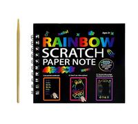 Art à gratter - Papier arc-en- 180 g | Carnet de notes en papier à gratter pour et filles, bloc à griffer noir pour salle de classe, maternelle, artisanat, cadeau de fête créatif pour