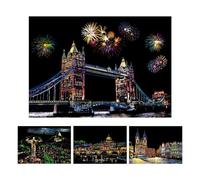 Art à gratter pour adultes - 4 feuilles de peinture arc-en- , tableau à gratter avec stylo, bloc-croquis A4 pour adultes et