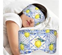 Art à l'encre bleu citron, Masque de sommeil pour la maison, les voyages et le travail posté, couvrant entièrement les yeux et bloquant la lumière