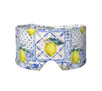 Art à l'encre bleu citron,Masque pour les yeux bloquant la lumière Cache-yeux et cache-oreilles pour le sommeil