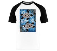 Art Aborigène Authentique - Tortues De Mer T-Shirt Unisexe Baseball Blanc Manches Longues Unisex Baseball Tee White Long Sleeve T-Shirt