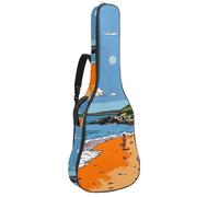 Art Abstract Beach Sac pour guitare acoustique avec bandoulière réglable et crochet arrière, convient pour guitares électriques, basses, guitares classiques, ukulélé, 106,7 cm, Art Abstrait Plage,