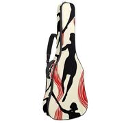 Art Abstract Dancing Sac pour guitare acoustique 5 poches avec bandoulière réglable et crochet arrière pour guitare électrique, basse et guitare classique, Art Abstrait Danse Femmes, 42.9x16.9x4.7 in,