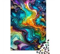 Art Abstrait Coloré Puzzle 1000 Pièces Papier pour Adultes Texture Fluide Jeu de Puzzle 1000 Pièces Détente Décoration 70x50cm/1000pcs